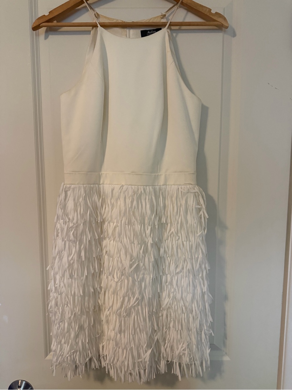 Aidan Mattox Ivory Fringe Mini Dress
